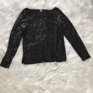 J. Crew Black Sequin Top